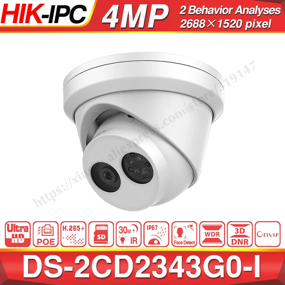 HIKVISION H. 265 Camera DS-2CD2343G0-aš 4MP IR Stacionarių Bokštelis Tinklo Kameros MINI Dome IP Kamera SD Kortelės Lizdas Face Detect OEM