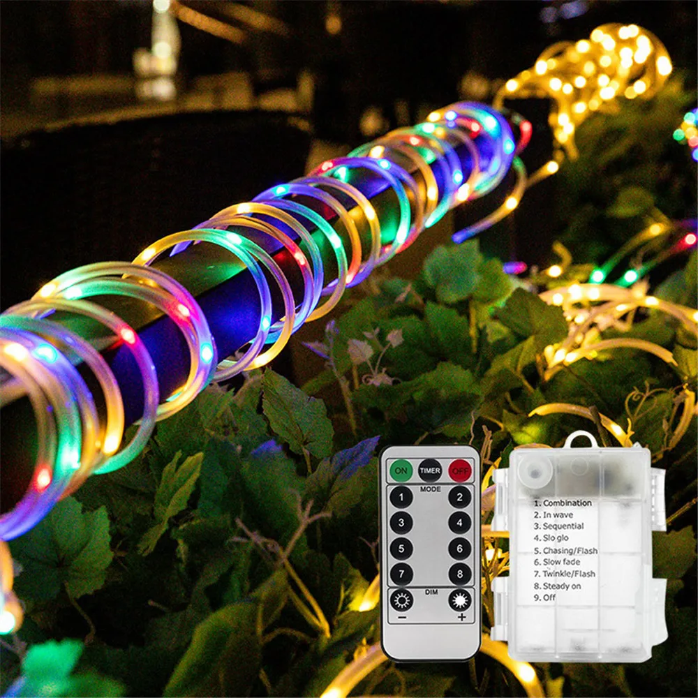 50/100LEDS Virvę Vamzdelis Vandeniui RGB LED String Apšvietimas Nuotolinio Flash Pasakų Girliandą Kalėdų Vestuvių Lauko Terasoje Sode Decorati