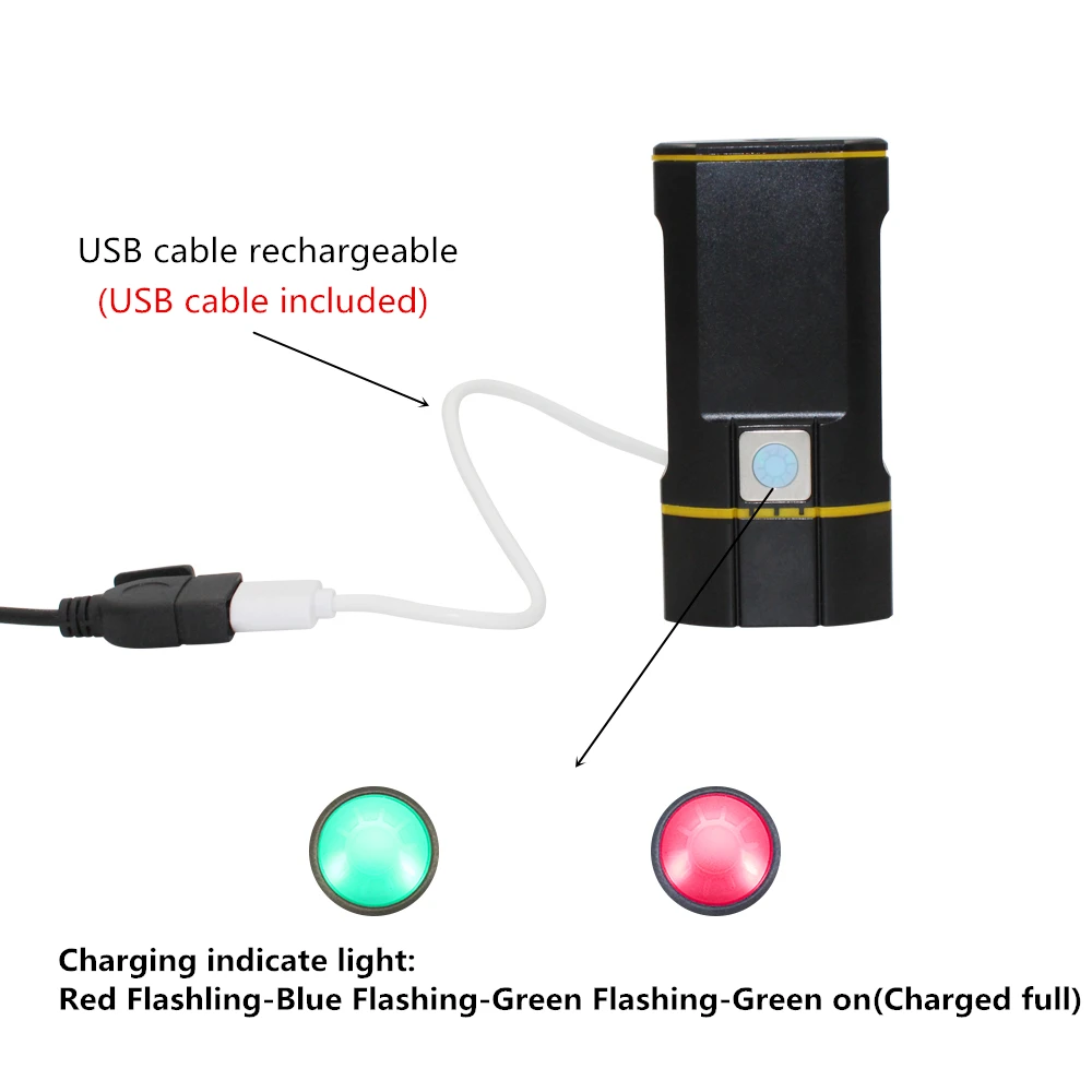 Uranusfire USB Įkrovimo Dviračio Žibintas Priekinis Rankenos Dviračių Led Šviesos Baterijos Žibintuvėlį, Fakelą priekinis žibintas Dviračio Šviesos