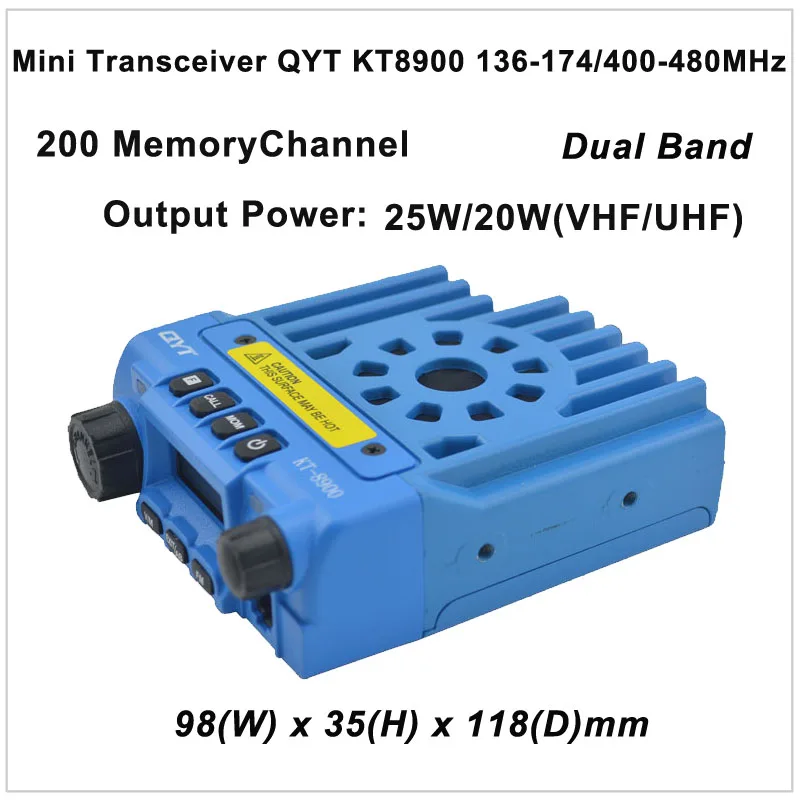 QYT KT-8900 Mini siųstuvas-imtuvas QYT KT8900 136-174/400-480MHz du būdu radijo Dual band mobilus transiveris Spalva Mėlyna