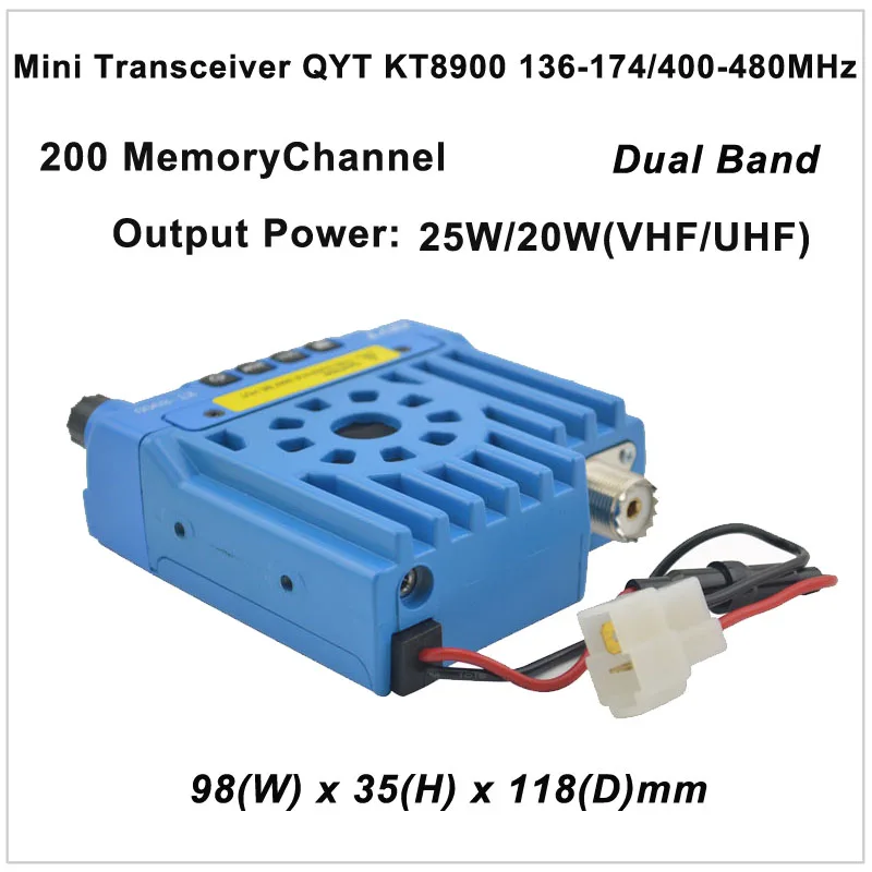 QYT KT-8900 Mini siųstuvas-imtuvas QYT KT8900 136-174/400-480MHz du būdu radijo Dual band mobilus transiveris Spalva Mėlyna