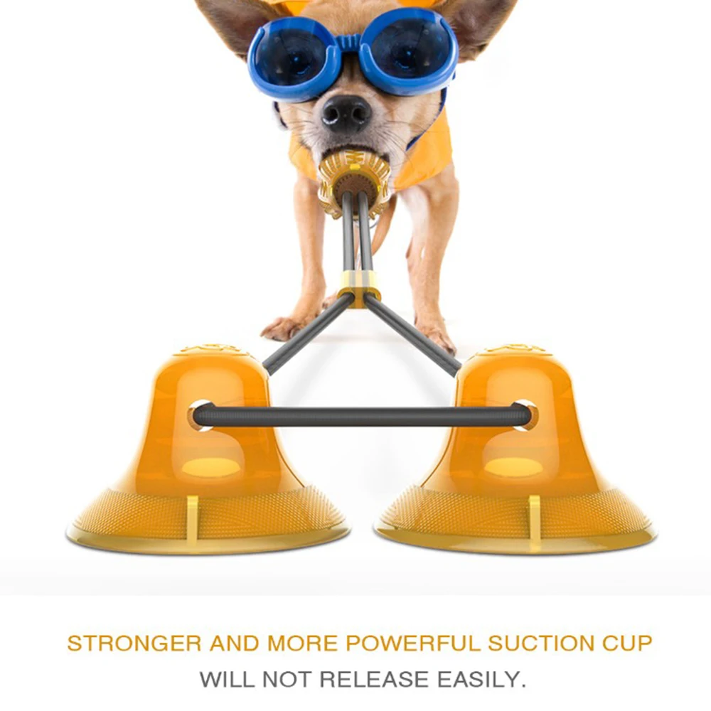 Naminių Šunų Žaislai Silikono Kramtomoji Kamuolys su dviem siurbtukas Valyti Dantis, Šunų dantų šepetėlį Žaislai Pet Interaktyvus Molinis Žaislo Kramtymas