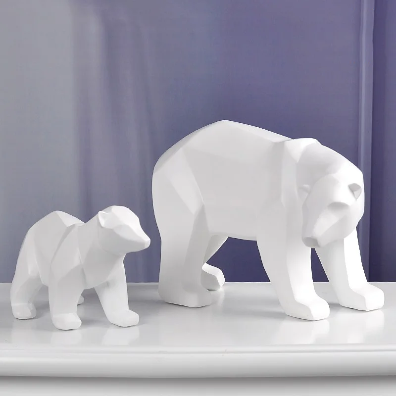 Šiaurės Geometrinis Polar Bear Statula Gyvūnų Abstrakti Skulptūra Dervos Amatų Papuošalai Home Office 