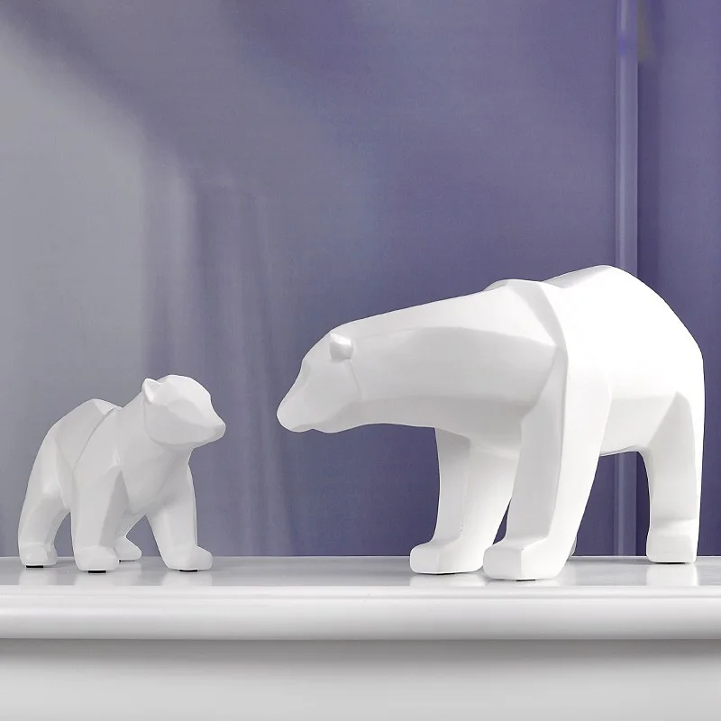 Šiaurės Geometrinis Polar Bear Statula Gyvūnų Abstrakti Skulptūra Dervos Amatų Papuošalai Home Office 