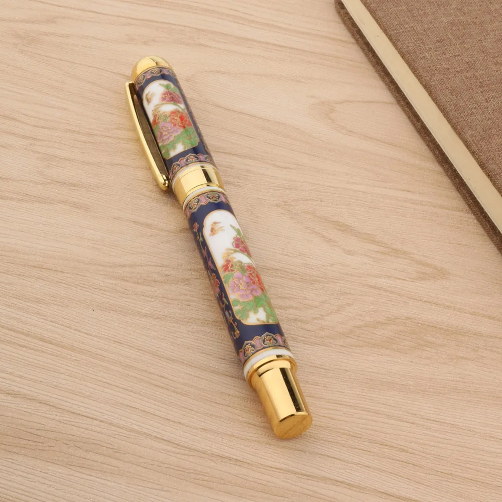 Aukštos kokybės Cloisonne Porceliano Penoy Gėlių Aukso 0,7 mm Fontanas Pen rašalo rašiklis kaligrafija 