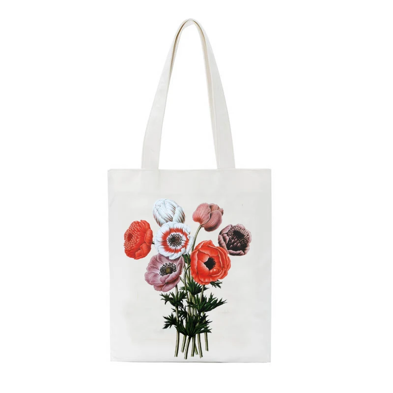 Ponios Canvas Tote Maišą, Gėlių Žiedų, Augalų Modelis Pirkinių Kelionės Krepšys Moterims Ekologinio Daugkartinio naudojimo Peties Shopper Bag bolsas de tela