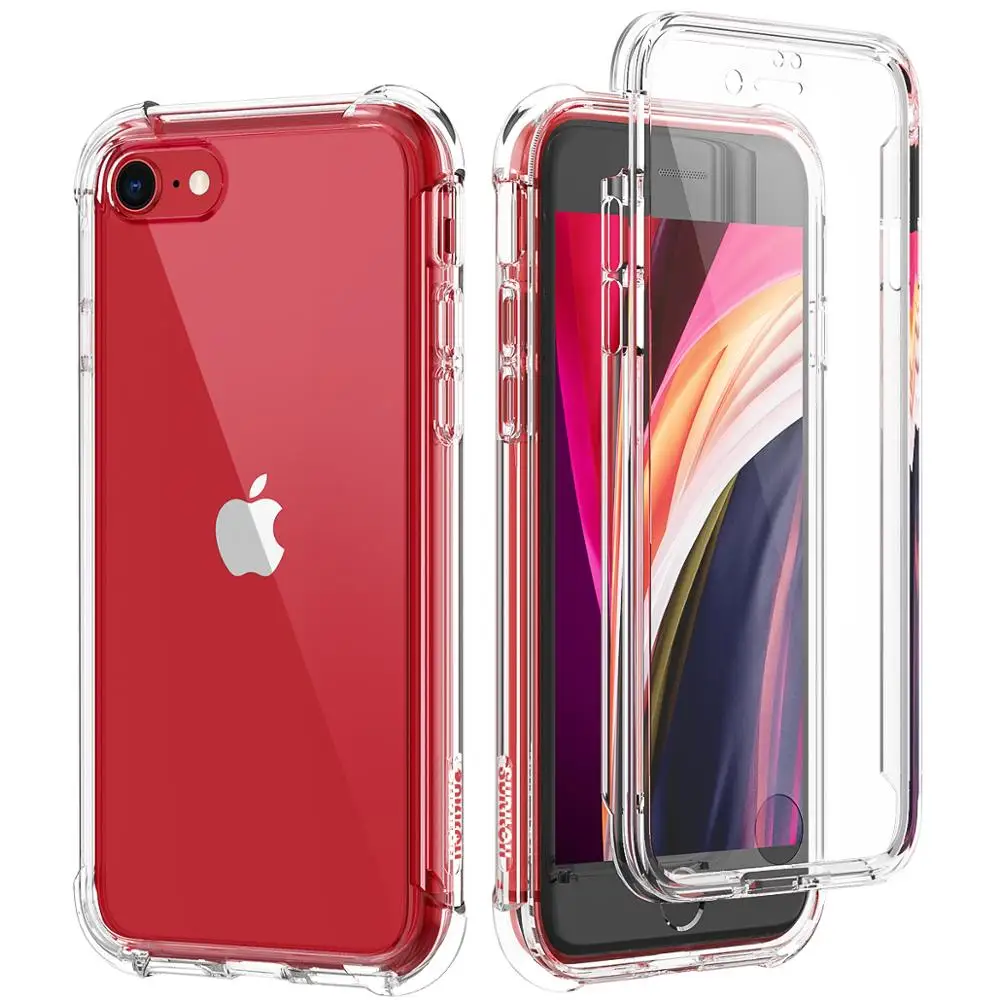 Aišku, hard case For iPhone SE 2020 7 8 Ultra Plonas 2 in 1 TPU PC Bamperio Dangtelis, Skirtas 