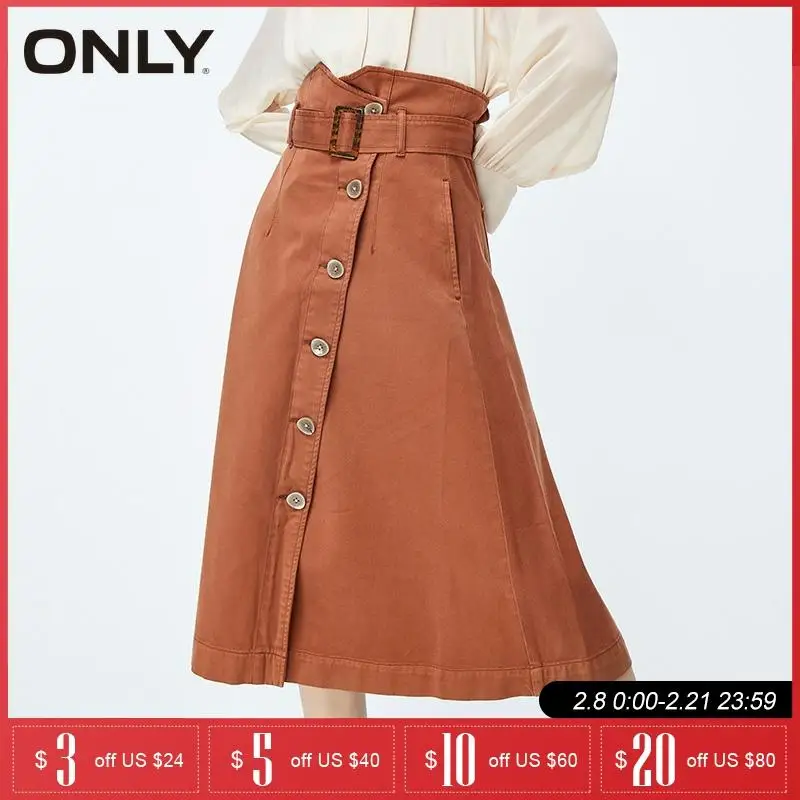 TIK vientisa spalva aukšto juosmens ALine sijonas vidutinio ilgio sijonas|119337515