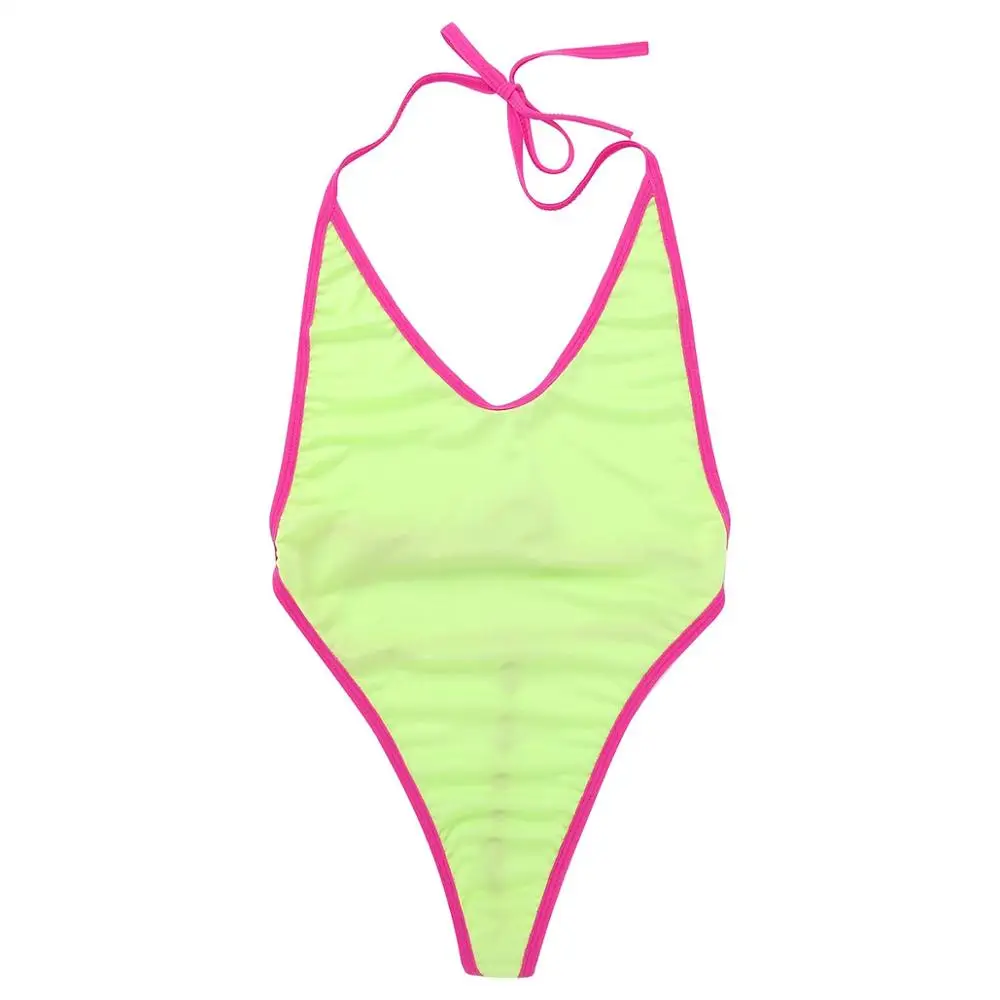 Moterų Micro Monokini maudymosi kostiumėlį, maudymosi Kostiumėliai, Bikini G-string Thong Bikini Maudymosi Kostiumas Apynasrio Kaklo Aukštos Sumažinti Thong Plaukti Bodysuit