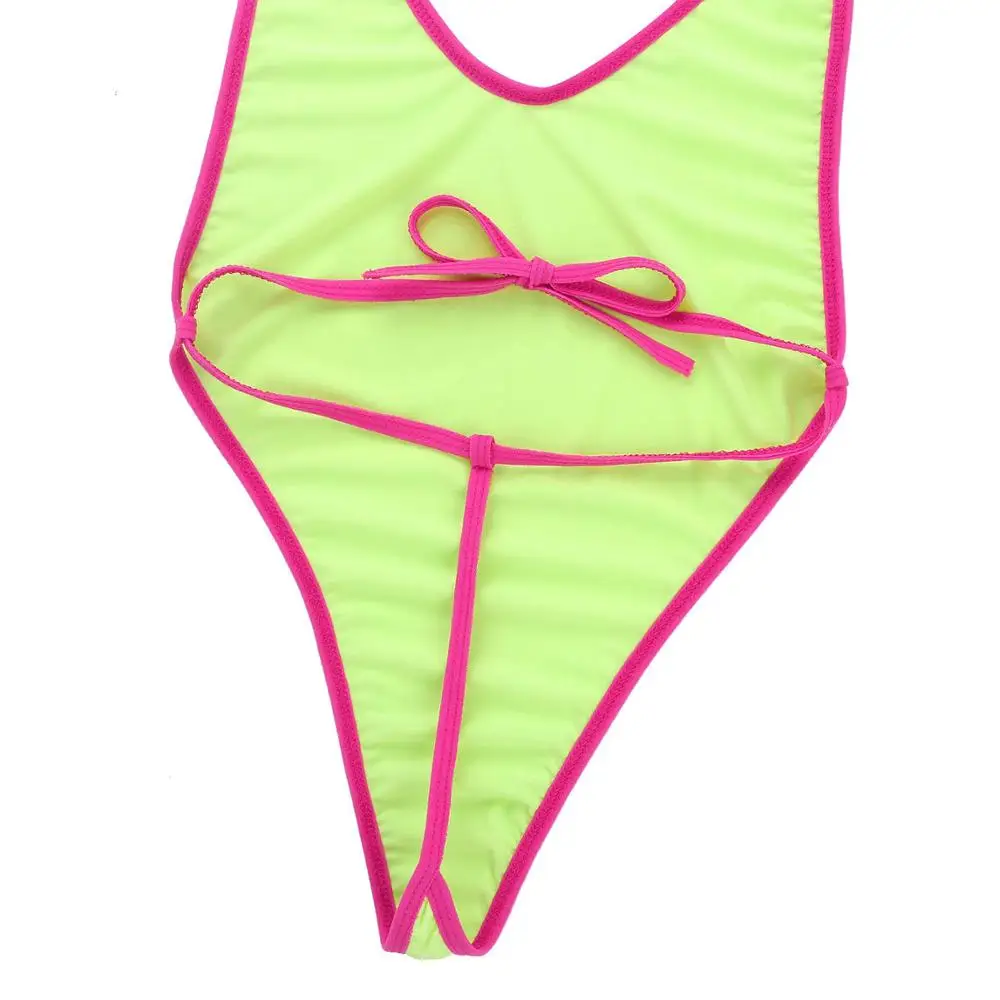 Moterų Micro Monokini maudymosi kostiumėlį, maudymosi Kostiumėliai, Bikini G-string Thong Bikini Maudymosi Kostiumas Apynasrio Kaklo Aukštos Sumažinti Thong Plaukti Bodysuit
