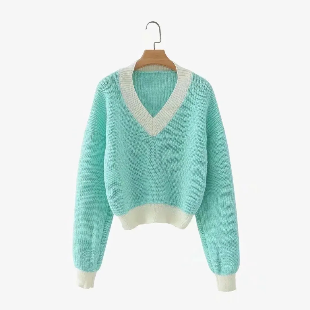 Megztiniai megztinis moterims 2020 ilgomis rankovėmis megztinis korėjos v-kaklo džemperis 