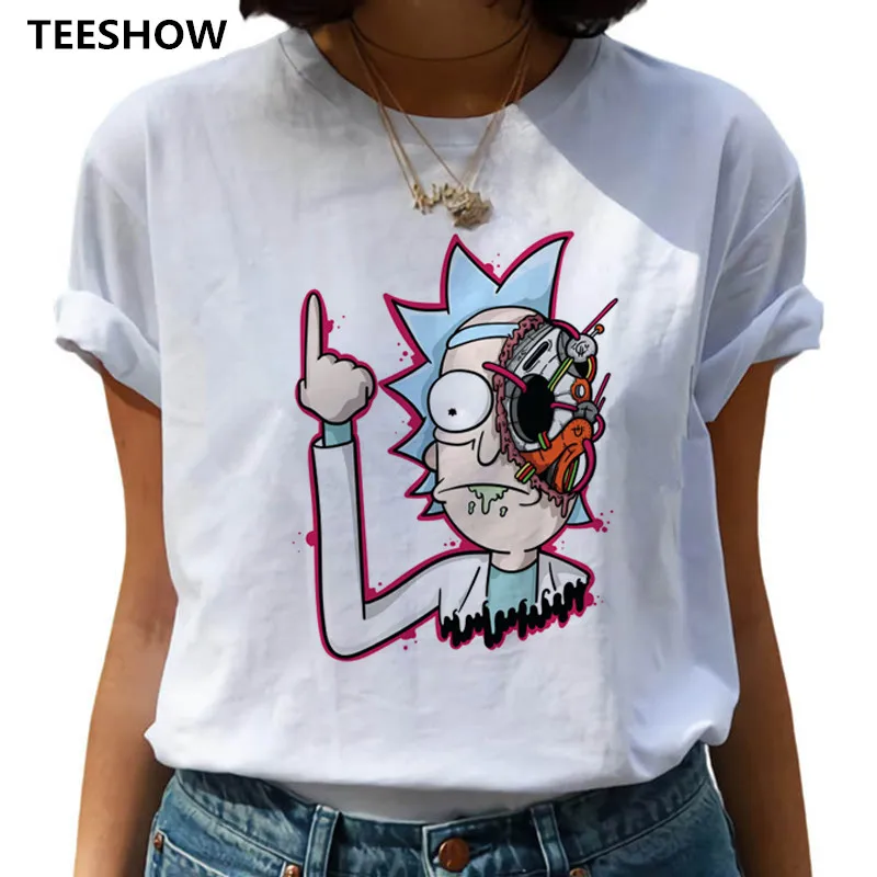 Juokinga Morty Animacinių filmų Marškinėliai Moterims Harajuku Spausdinti Ullzang Naujas Rick T-shirt 90s Grafinis marškinėliai Mados Viršuje, Trišakiai Moteris