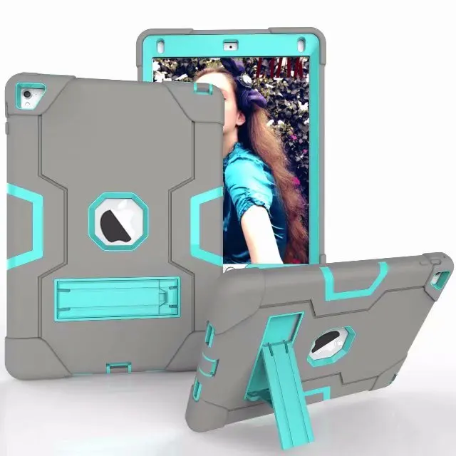 Silicio+KOMPIUTERIO Hibridas Trijų sluoksnių Stand Case For iPad Pro 9.7 colių, Atsparus smūgiams atsparus smūgiams Sunkiųjų Šarvų Tablet Padengti Atveju