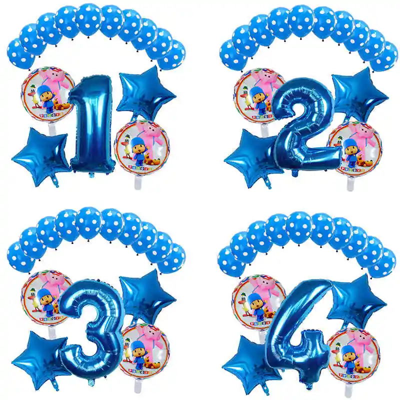 15VNT Pocoyo skaičius folija balionai nustatyti, baby shower gimtadienio Krikštynos, apdailos prekių vaikams, cartoon pav žaislai globos