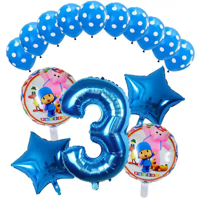 15VNT Pocoyo skaičius folija balionai nustatyti, baby shower gimtadienio Krikštynos, apdailos prekių vaikams, cartoon pav žaislai globos