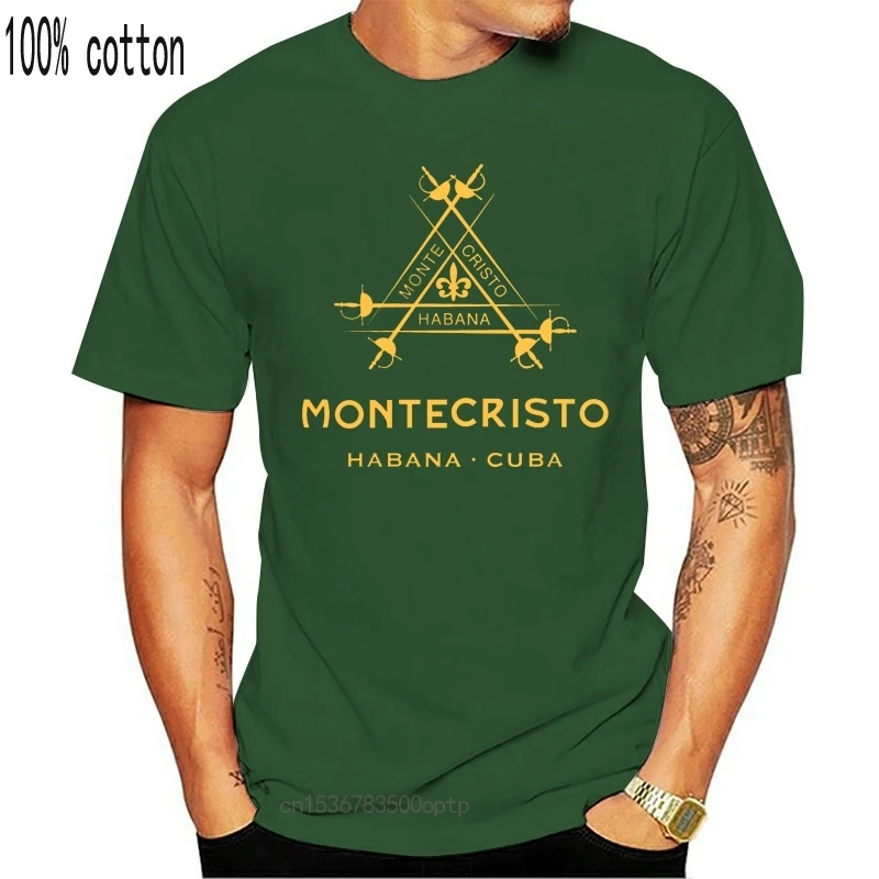 Naujas MONTECRISTO Kuba aukščiausios kokybės Cigarų Est-1935, T-Shirt Mens Juoda Trumpas Rankovės(1)