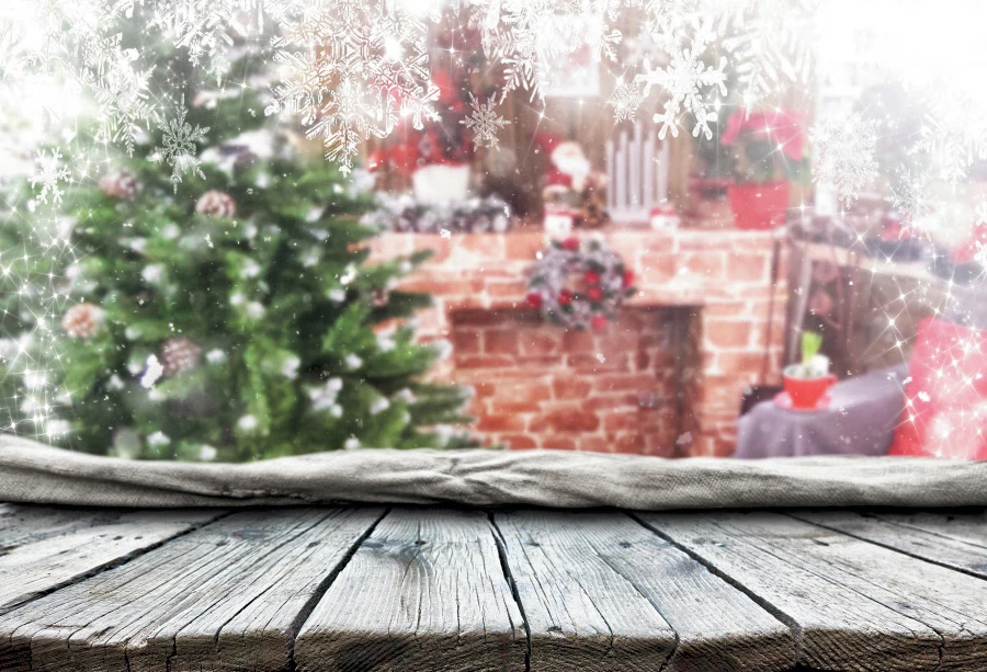 Žiemos Snaigės Židinys Kalėdų Eglutė Dovanų Šalies Senų Medinių Grindų Vaikų Šalis Nuotrauka Fone Fotografijos Foną, Photocall