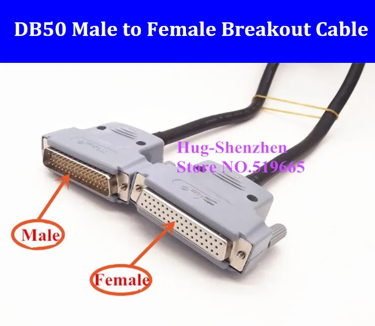 DB50 D-SUB DR-50 50 smeigtukai Vyrų ir Moterų Signalas Terminalo Breakout Jungtis Data adapteris viela 0,5 M/1M/3M/5M