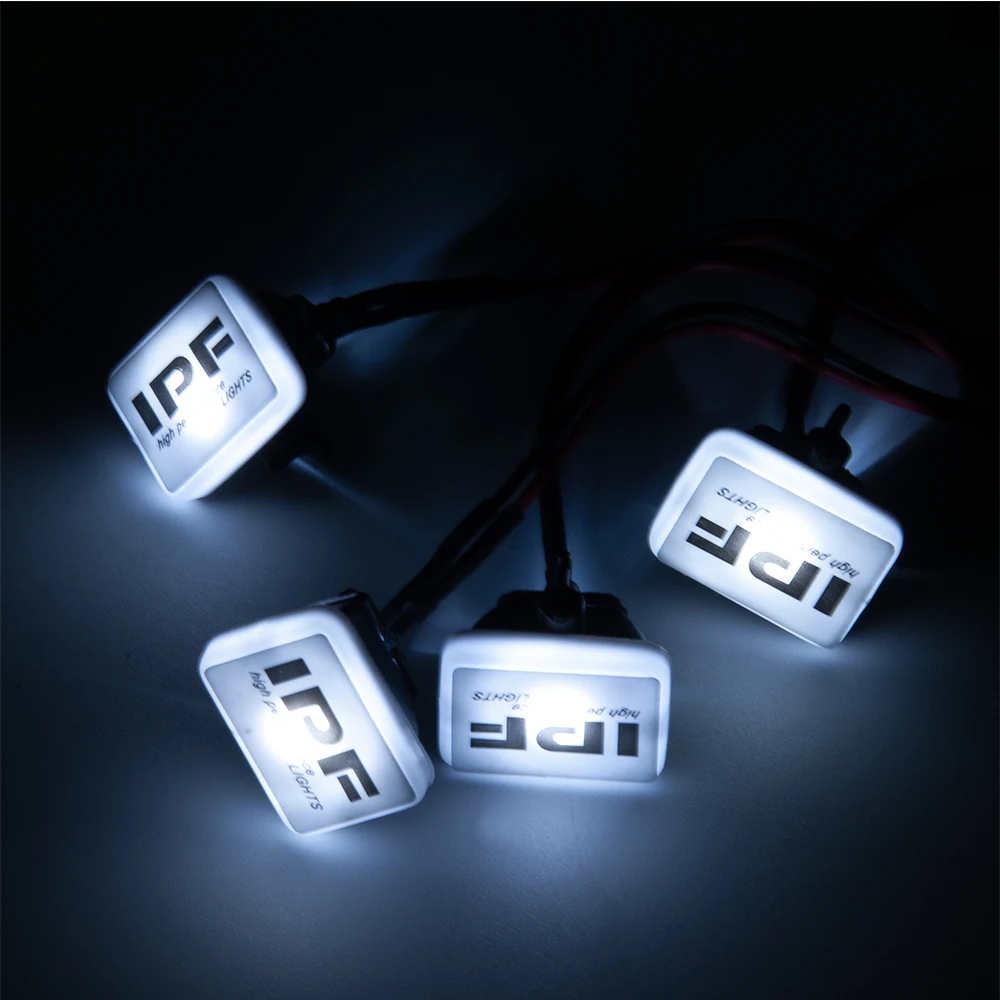 4LEDs Šviesos Rinkinys RC Automobilių LED Žibintai IPP Apvalios Aikštės Žibintus, 1/10 Centrinis SCX10 TRX4 RC Automobilių Dalys Atnaujinti