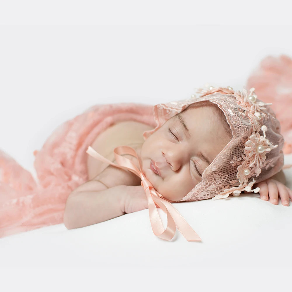 Rankų darbo Mielas Kūdikis, Mergaitė Nėrinių Gėlių variklio Dangčio su Pearl Žiedų Vintage Stiliaus Skrybėlės Naujagimiui Fotografijos Reikmenys