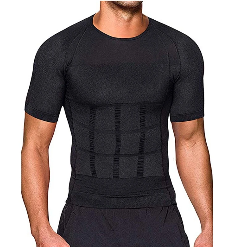 Vyrų Kūno Glass Toning T-Shirt Kūno Shaper Korekcinių Laikysena Marškinėliai Lieknėjimo Diržas Pilvo Pilvo Riebalų Deginimas Suspaudimo Korsetas