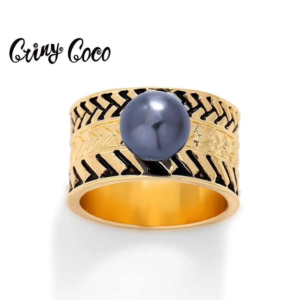 Cring Kokosų Havajų Žiedas Aukščiausios Kokybės Origianl Dizainas, Vintage Black Pearl Juvelyrika Mados Žiedai Valentino Dienos Dovana Moterims