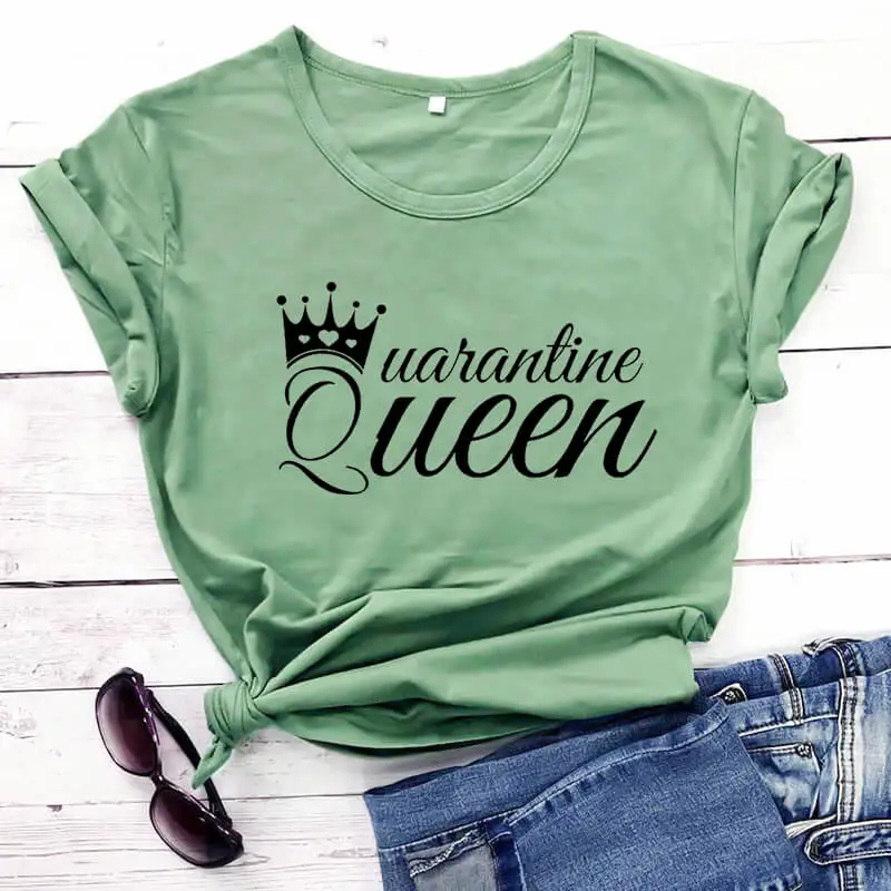 Karantino karalienė Marškinėliai Socialinis Atskyrimas marškinėliai naują atvykimo 2020 juokingi marškinėliai Karantino Marškinėliai Likti Namie Marškinėliai Karantino mama