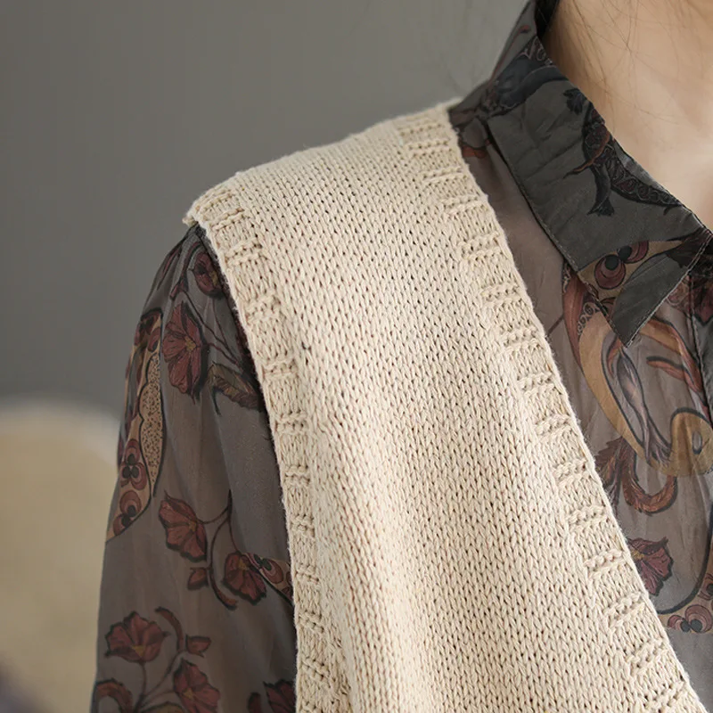 Mori mergaitė animaciją spausdinti vest megztinis v-Kaklo, kišenėje, rankovių megztinis liemenė
