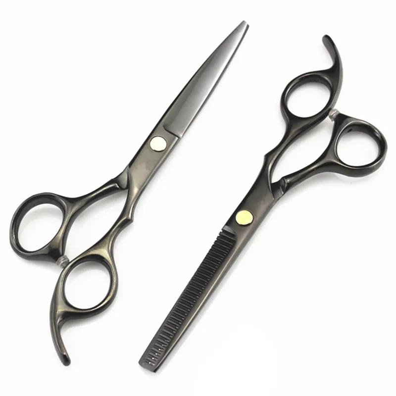 Profesinės Japonija 440c 5.5 6 colių juoda plaukų kirpimas žirklėmis retinimo kirpykla haircutting pjovimo žirklės, plaukų kirpimo žirklės