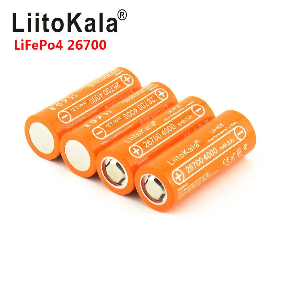 2020 LiitoKala Lii-40E Lifepo4 26700 3.2 v 4000mah įkrovimo baterija (akumuliatorius ličio ląstelių didelės talpos 10A pilas 