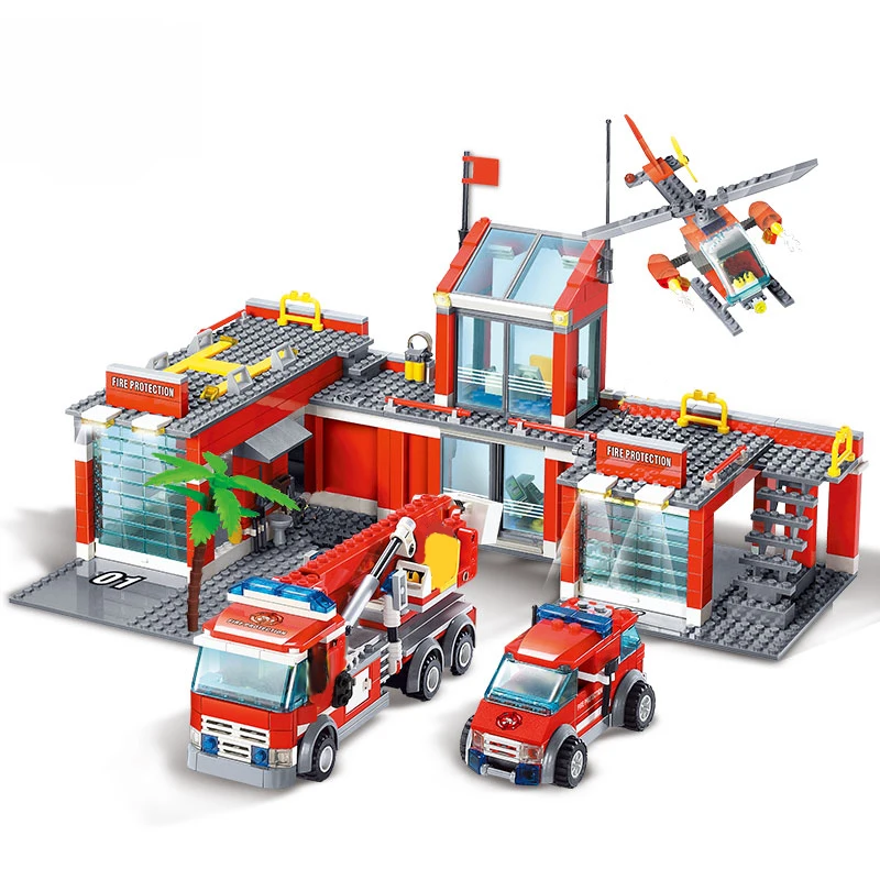 Vaikai Gaisrinės Pastato Blokus Oro Plokštumoje, Sunkvežimių Įrangos Pardavimas, Biuro Įrangos Modelis Blokai Švietimo Statybos Žaislai Vaikams Dovanos