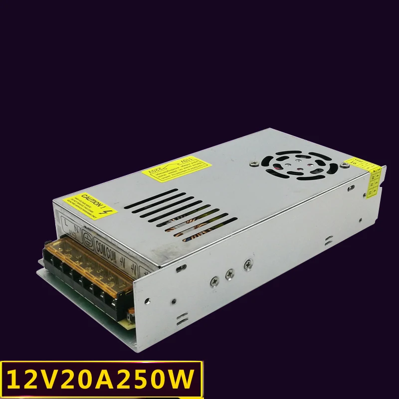 Pastovus 220V jungiklis 12V20A impulsinis maitinimo šaltinis, 12V250W kamera, maitinimo, DC12V reguliuojamos DC stebėsenos maitinimo šaltinis
