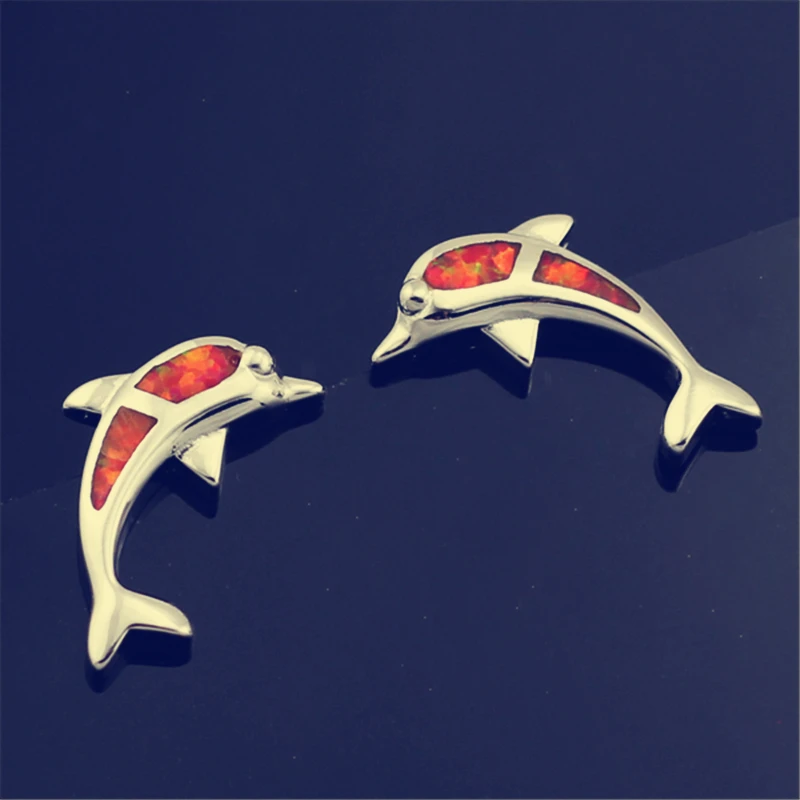 Mados Naujų Stud Auskarai Temperamento Moteris Modeliai Delfinų Inkrustacijos Cirkonis Opal Ausų Papuošalai