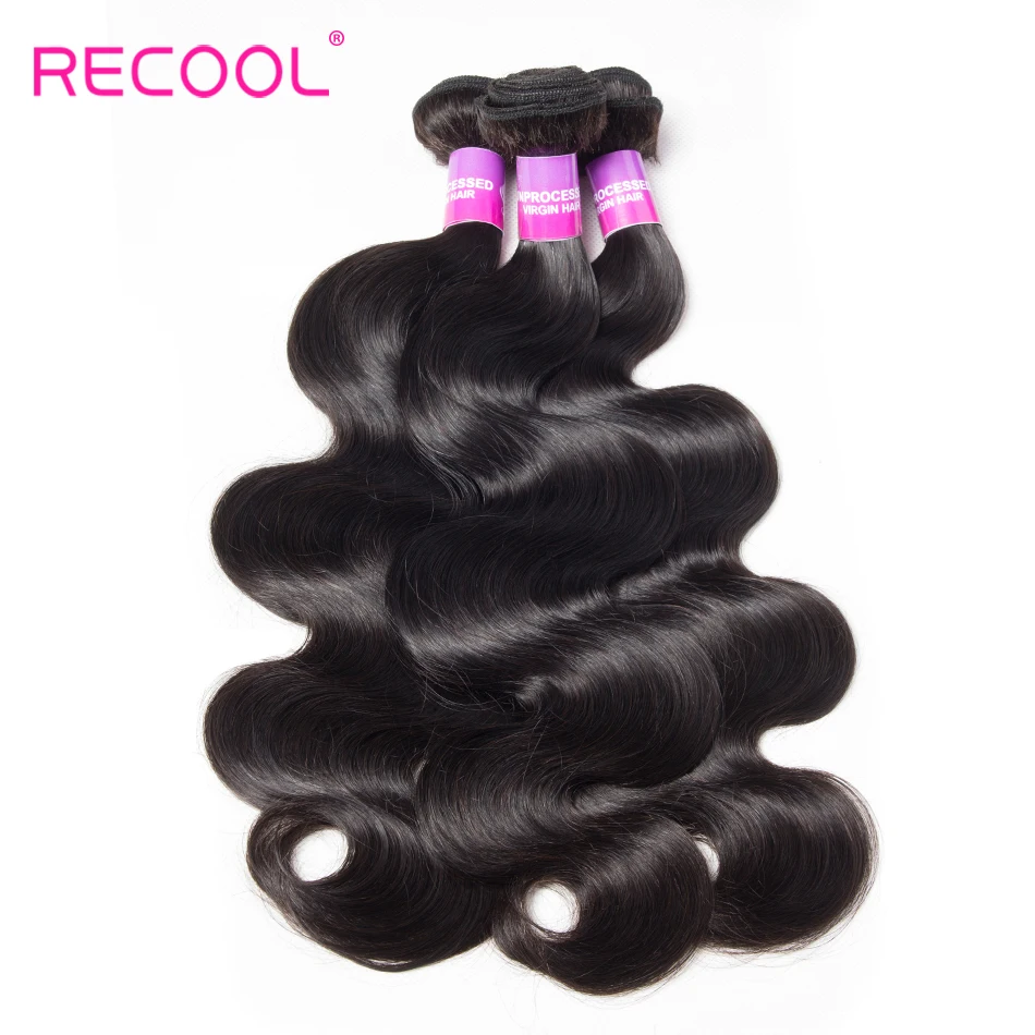 Recool Plaukų 4 Ryšulius Su Uždarymo Malaizijos Kūno Bangos Plaukai Remy Žmogaus Plaukų Pynimas Ryšulius Su Uždarymo Natūralių Spalvų