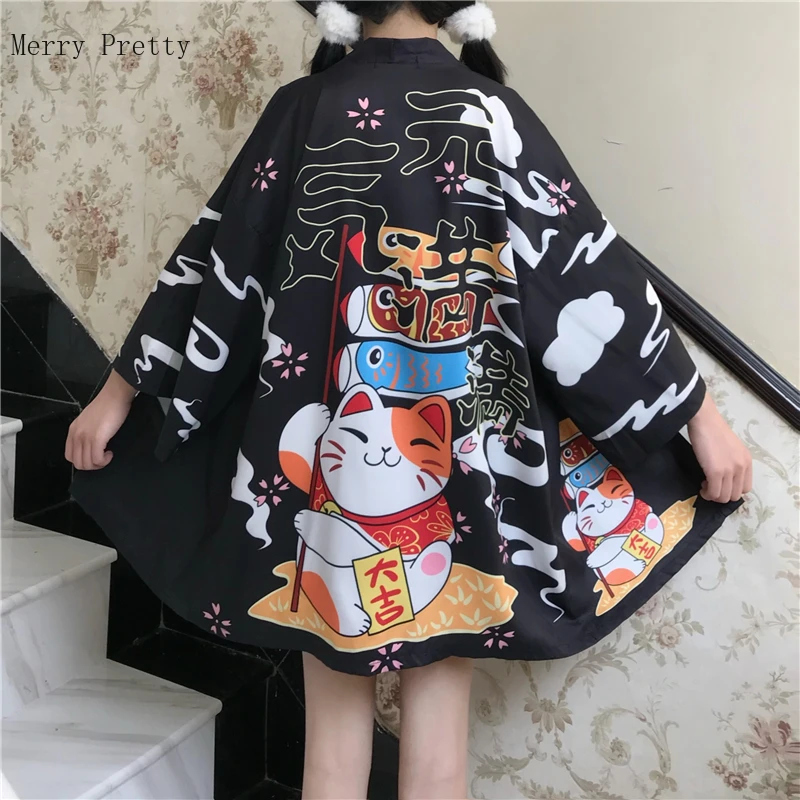 Japonija Stiliaus Kimonos Megztinis Ilgas Palaidinės Moterų 2020 M. Pusė Rankovėmis Marškinėliai Palaidinė Japonijos Yukata Moterų Vasaros Paplūdimio Kimono