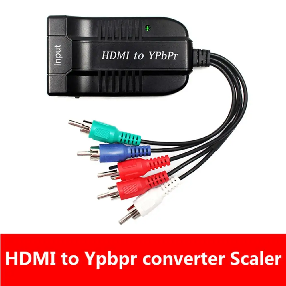 1080p HDMI 5 RCA Ypbpr component Scaler HDTV vaizdo garso keitiklis adapteris su maitinimo(micro kabelis)