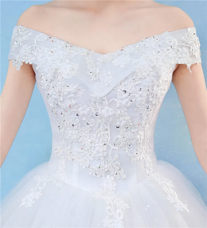 Naujas Atvykimo 2020 Nemokamas Pristatymas Derliaus Elegantiškas Nėrinių Balto Vestuvių Suknelės Valtis Kaklo Plius Dydžio Kamuolys Suknelė Chalatas de Pigiai