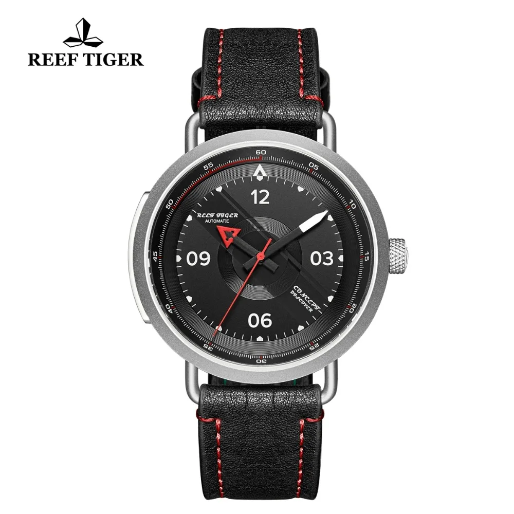 Rifas Tigras/RT Naujo Dizaino Paprastas laikrodis Vyrams, Odinis Dirželis Plieno, atsparus Vandeniui Kariniai Laikrodžiai Automatinis Laikrodžiai RGA9055