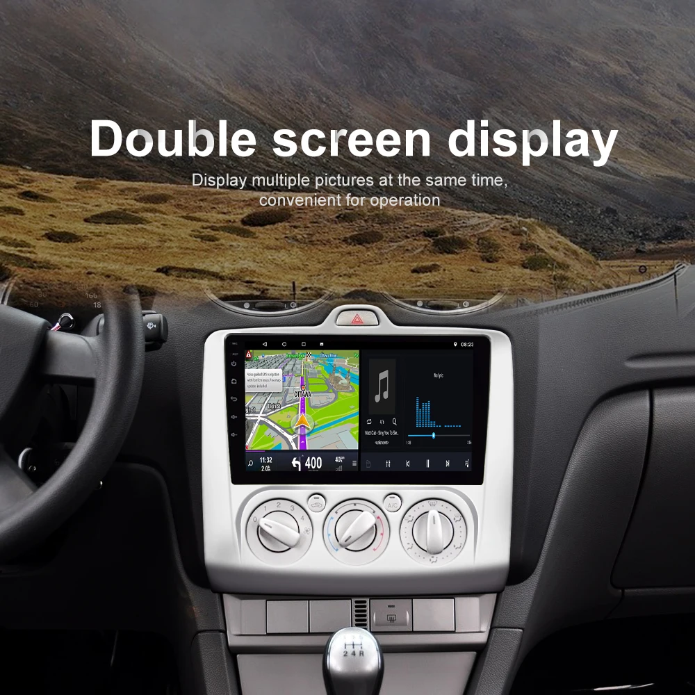 Podofo Android 9.1 Automobilio Radijo, GPS WIFI Padalintas Ekranas, 2 Din Car Multimedia player 9