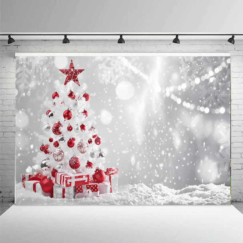 Kalėdų Fono Kalėdų Eglutė Baltas Sniegas Naujųjų Metų Šeimos Apdailos Snaigės Fotostudijos Fono Plytų Židinys