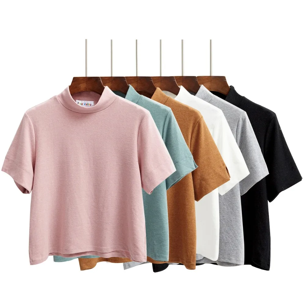 Harajuku marškinėliai moterims 2021 pasėlių viršuje korėjos nauja pavasario vasaros marškinėliai moterims macarons spalva padalinta kawaii dugno marškinėlius moterims