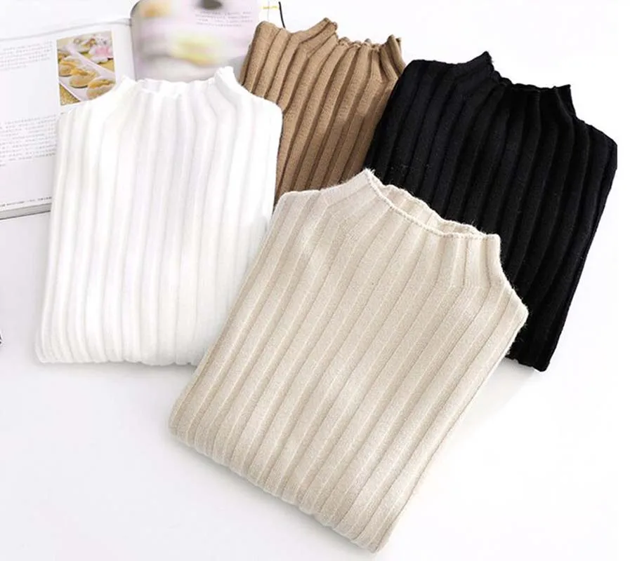 Rudenį ilgomis rankovėmis megztiniai moterims stovėti apykaklės, elastinga jėga puloveris moterų megztinis NS4067