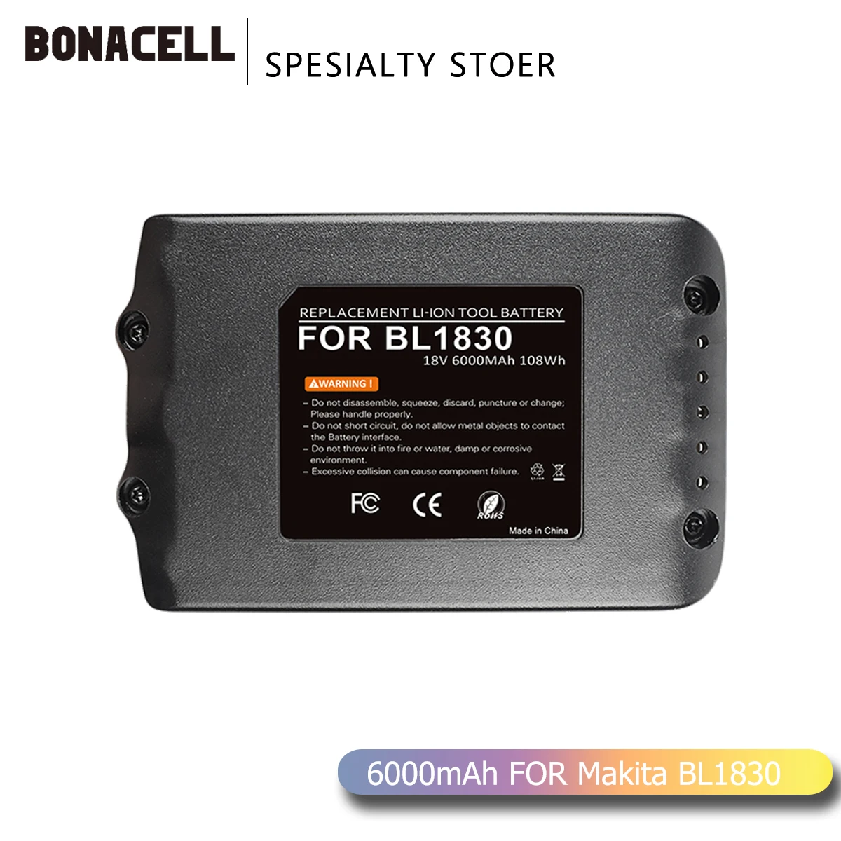 Bonacell BL1860 Įkrovimo Baterija (akumuliatorius 18 V 6000mAh Ličio jonų už Makita 18v Baterijas BL1840 BL1850 BL1830 BL1860B LXT 400 L70