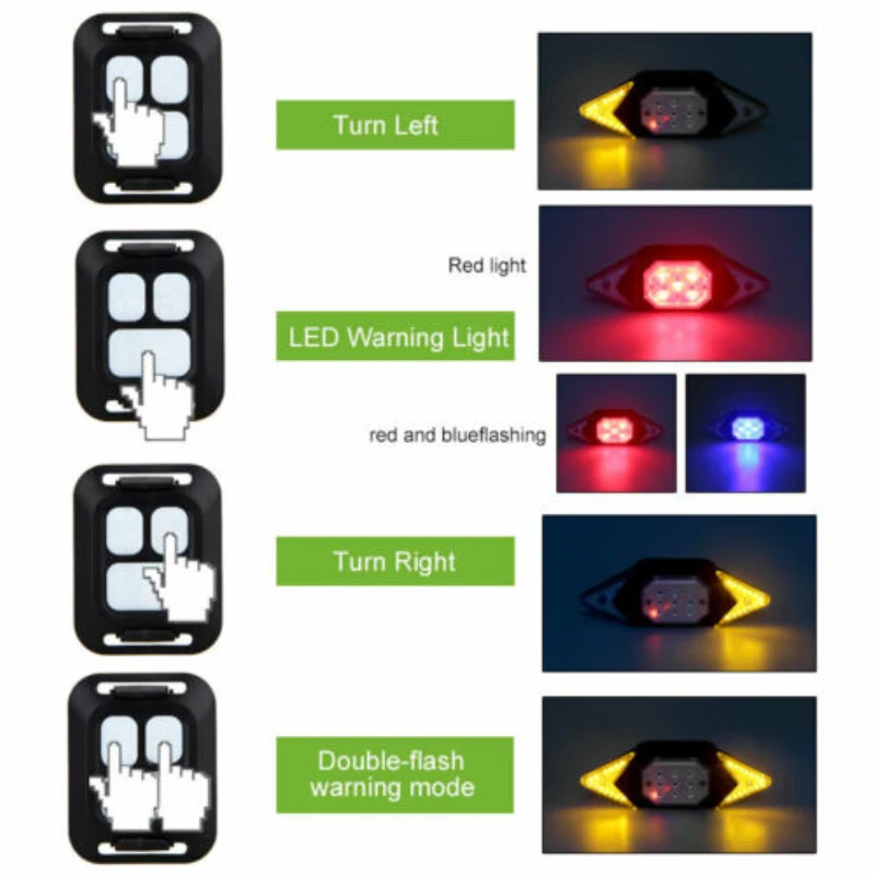 LED Belaidžio Nuotolinio valdymo Krypties Indikatorius Dviračių užpakalinis žibintas Galinis USB Įkrovimo Dviračių Nuoma Saugos Įspėjimas, Posūkio Signalai, Šviesos