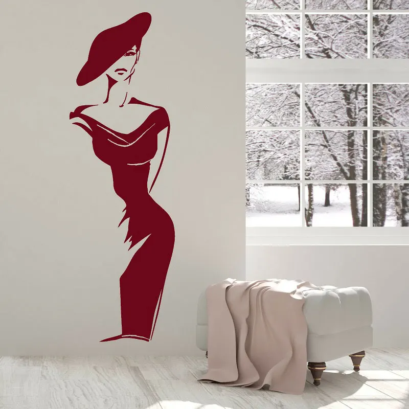 Elegantiškas mados moteris vinilo sienos lipdukai drabužių parduotuvė langų apdailos dažymo salonas home miegamasis apdailos dažymo MV07