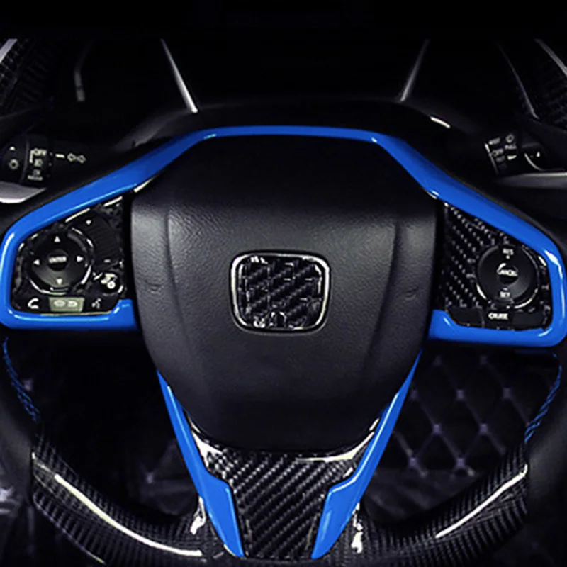3pcs/Set Blue Aukštos Kokybės ABS plastiko visiškai Naujas Interjero Vairas Dekoratyvinės Apdailos Honda Civic Sedanas 10 2016-2018