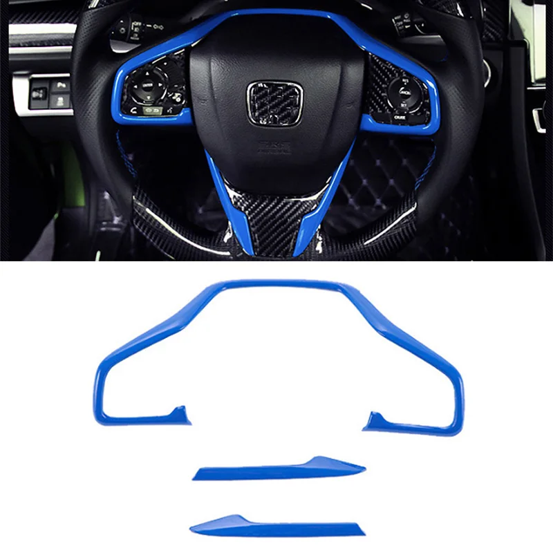 3pcs/Set Blue Aukštos Kokybės ABS plastiko visiškai Naujas Interjero Vairas Dekoratyvinės Apdailos Honda Civic Sedanas 10 2016-2018