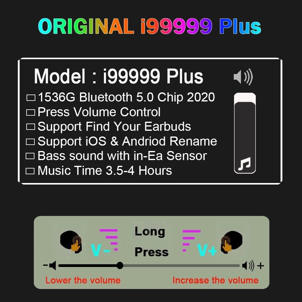 Originalus i99999 Plius TWS Ausines, Bevielį Bluetooth 5.0, Nauja Funkcija PK Air3 4 i90000MAX I90000pro i99000 tws