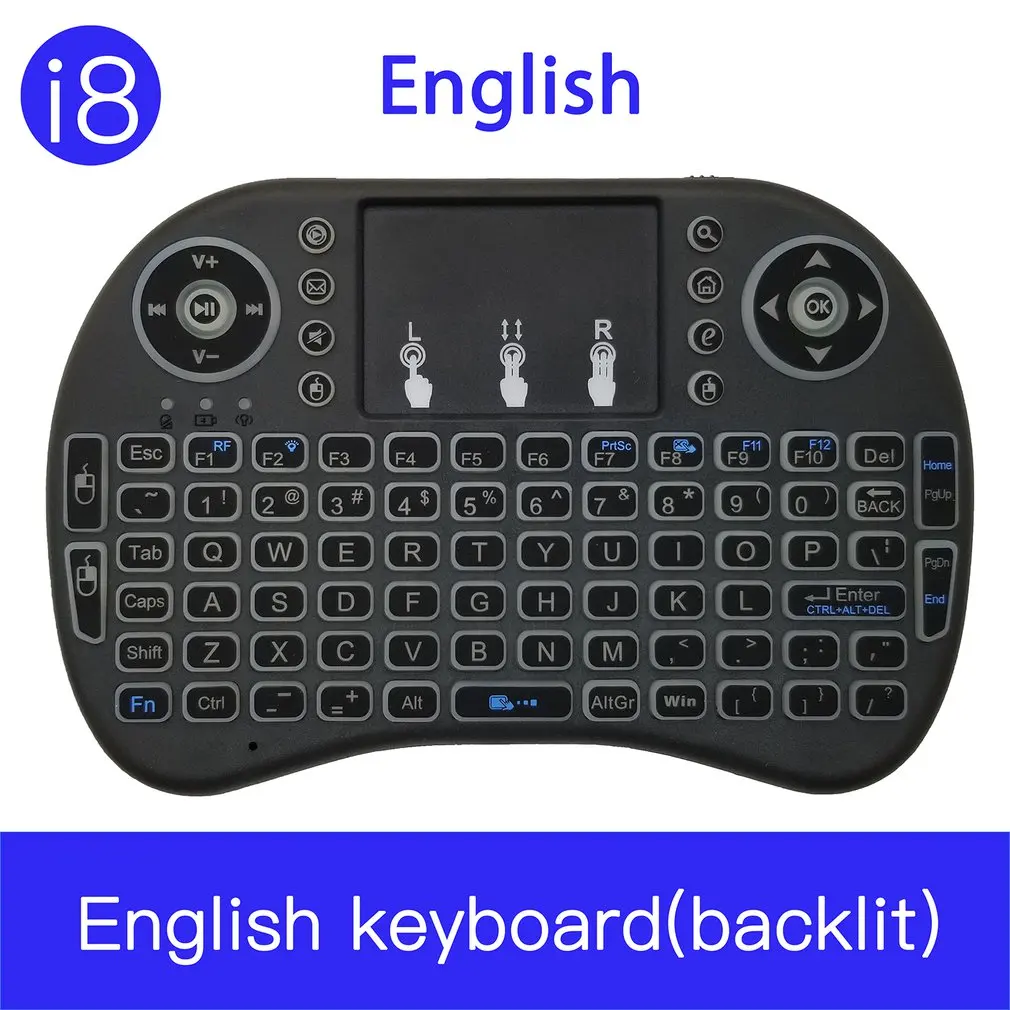 I8 Apšvietimas Mini Wireless Keyboard 2,4 GHz su Touchpad Klaviatūra, Pelė, Aviečių Pi 3 RPI 2 Mini PC Smart TV 