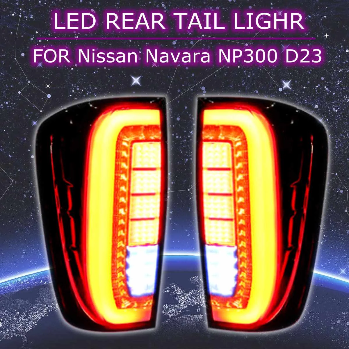 Pora Automobilio Galiniai LED Uodegos Šviesos Signalo Lemputė, Stabdžių Šviesos, Stabdžių Dūmų Juoda Nissan Navara NP300 m. 2016 m. 2017 m. 2018 m. 2019 m.